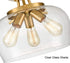 Venice Brass 3-Light Ceiling Light Semi Flush Mount Clear Glass Shade
